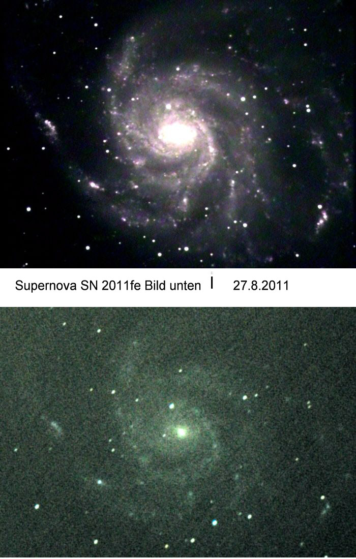 Supernova SN 2011fe in M101 am 27.8.2011