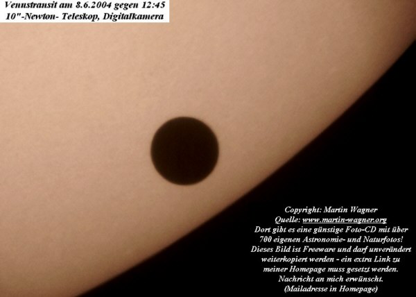 Venustransit am 8.6.2004 - Venustransit am 5.6.2012 - 6.6.2012 - Wunder der Natur! In anderen Teilen der Welt findet der Transit bereits am 5.6.12 statt.