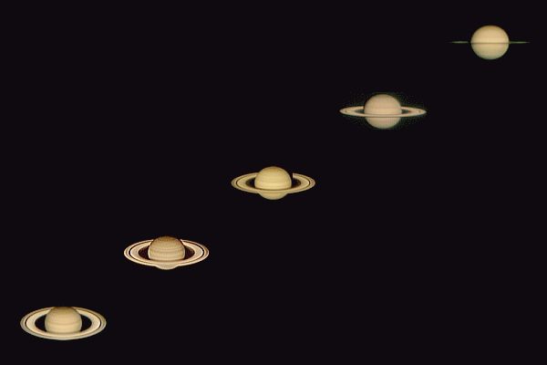 Saturn von 2005 (fast maximale Ringffnung) bis 2009 (Kantenstellung)